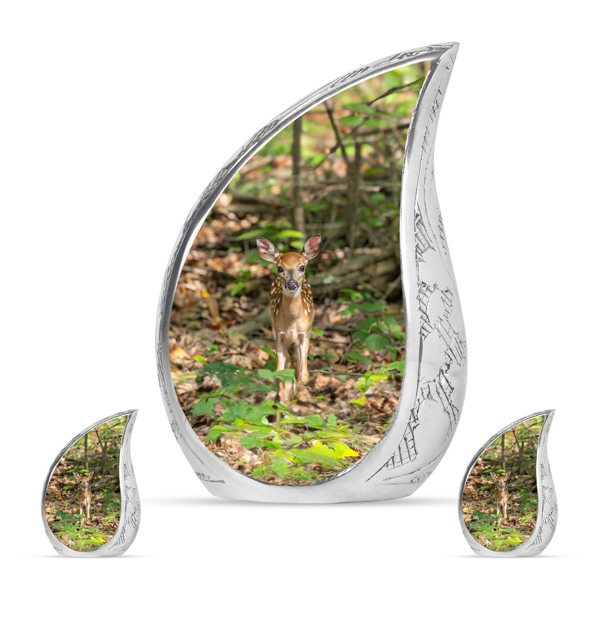 Deer Theme Large Urn With 2 Keepsake Urn