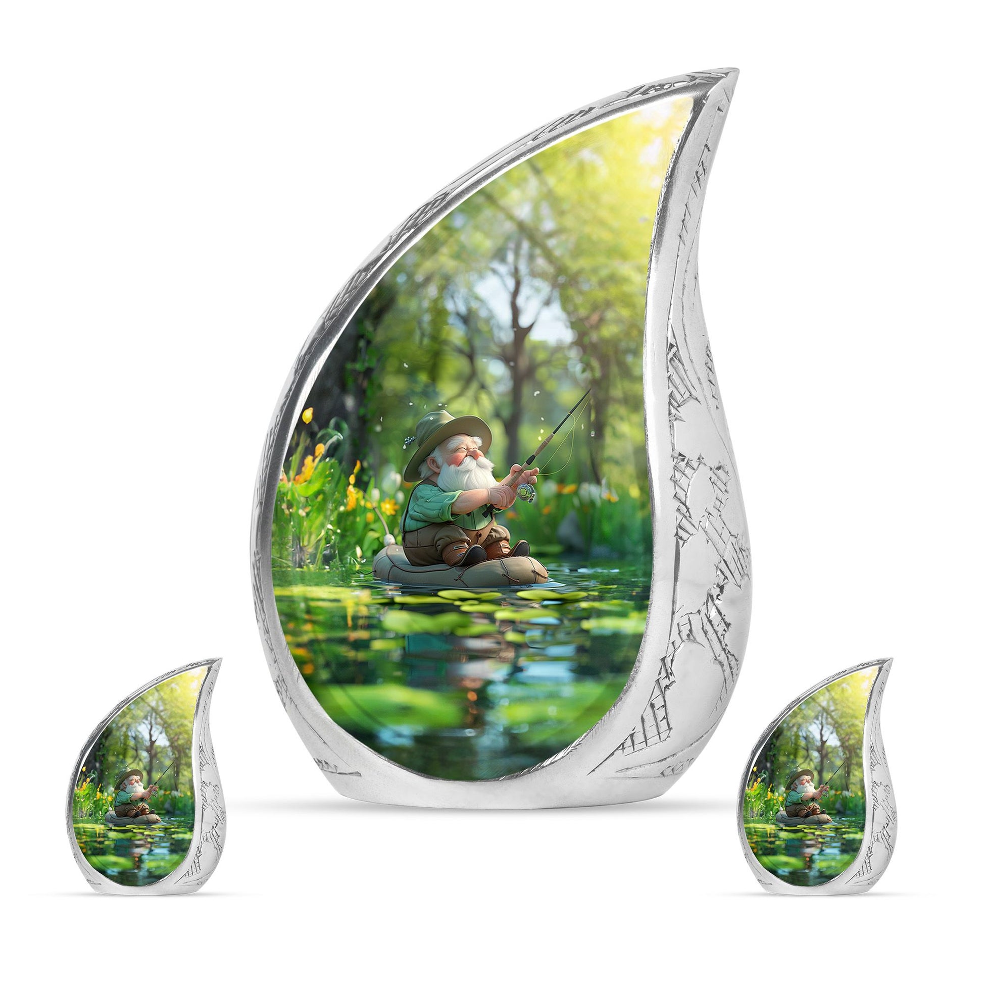 Fishing Theme Large Urn With 2 Keepsake Urn