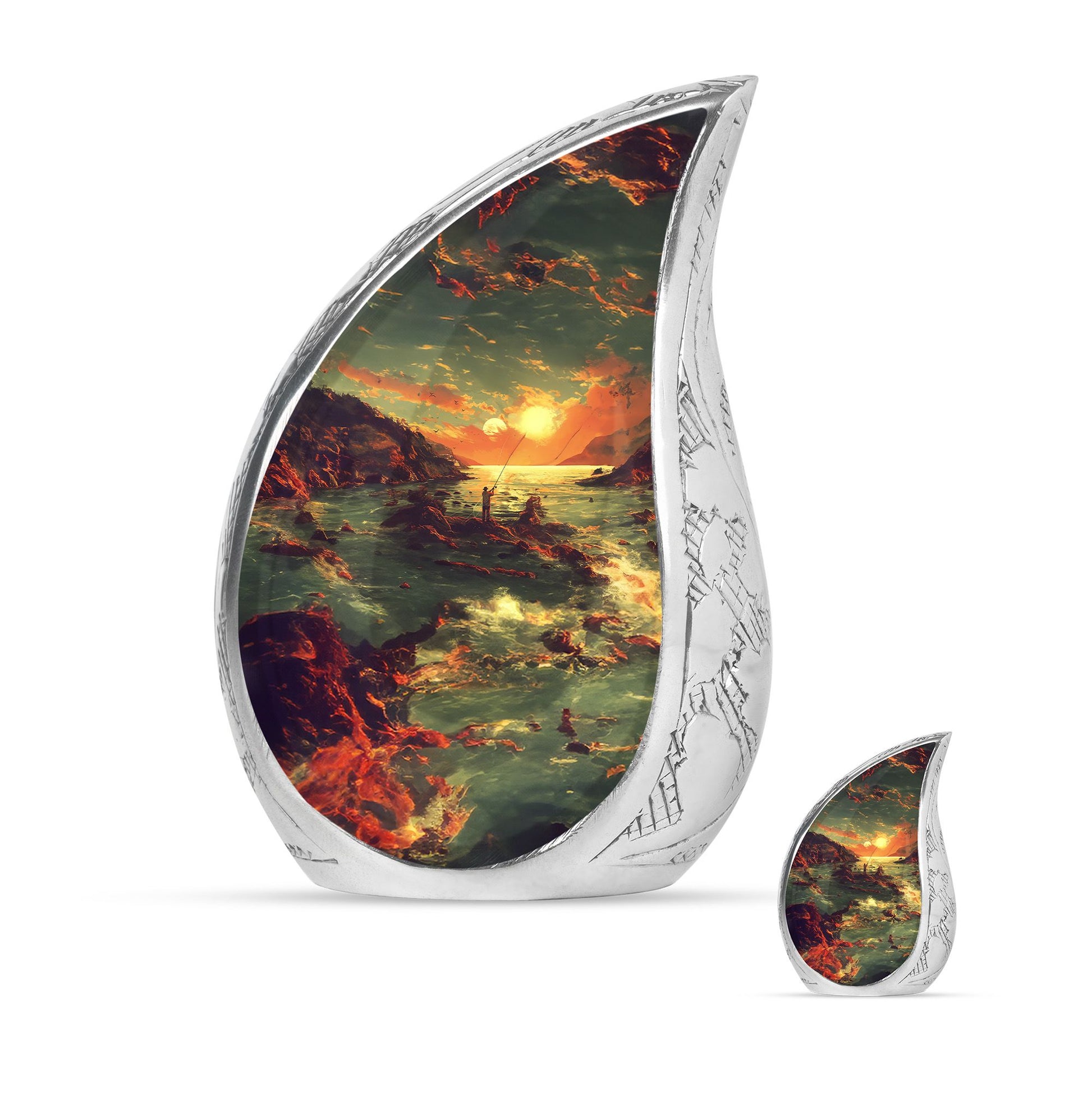 Fishing Theme Large Urn With 1 Keepsake Urn