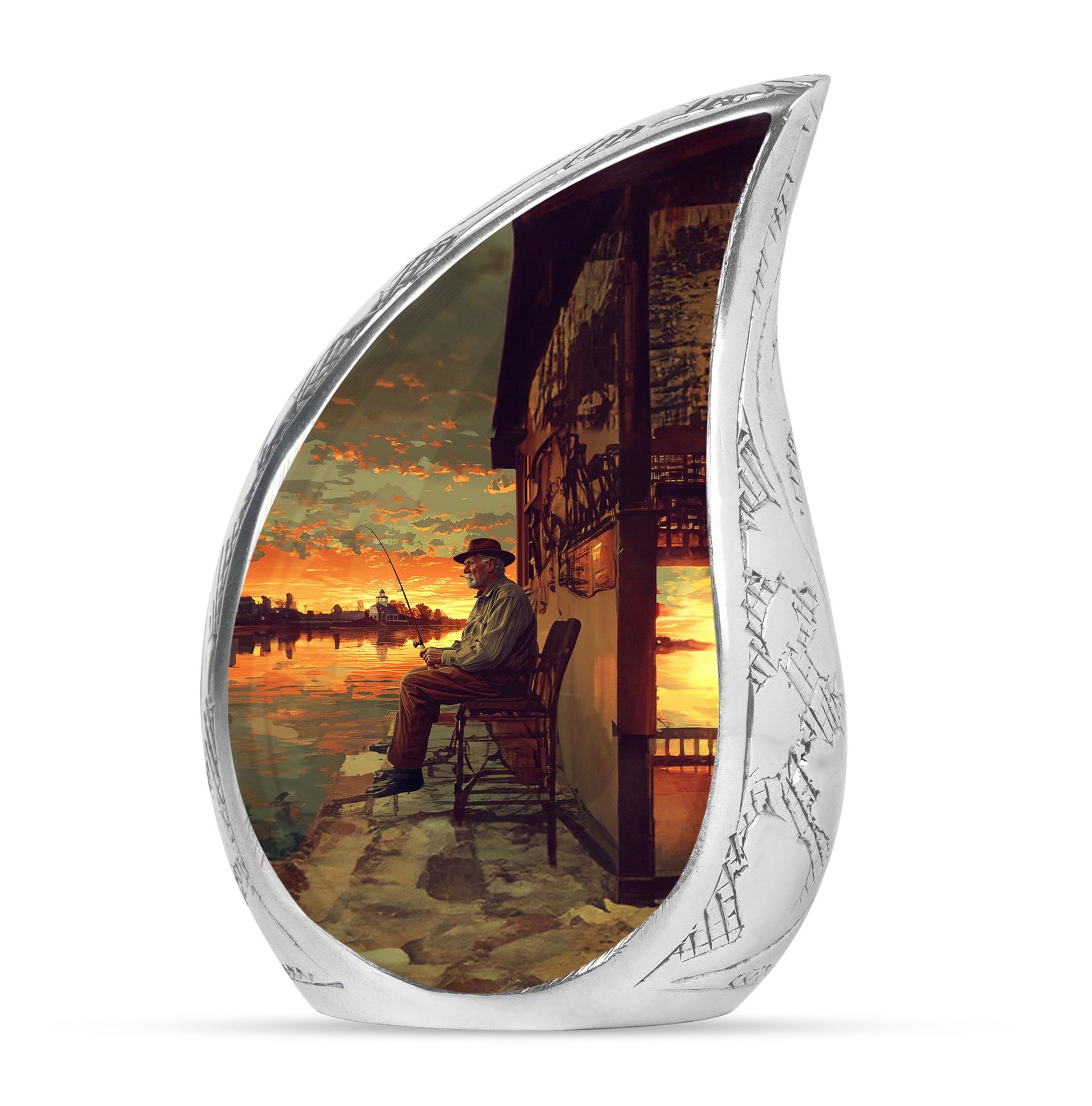 Fishing Theme Large Urn 10 Inch