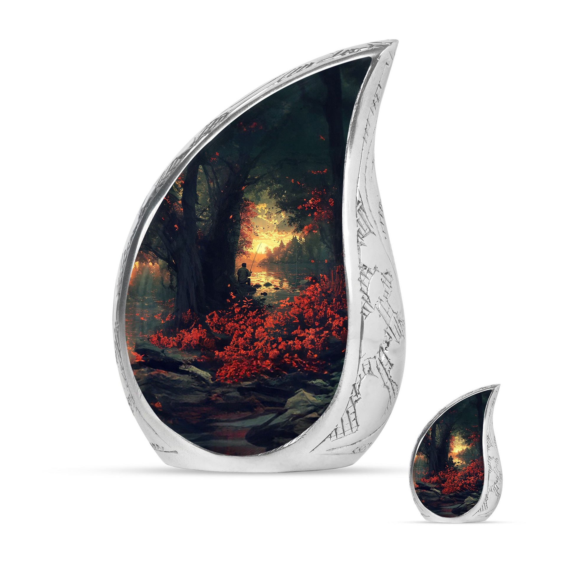 Fishing Theme Large Urn With 1 Keepsake Urn