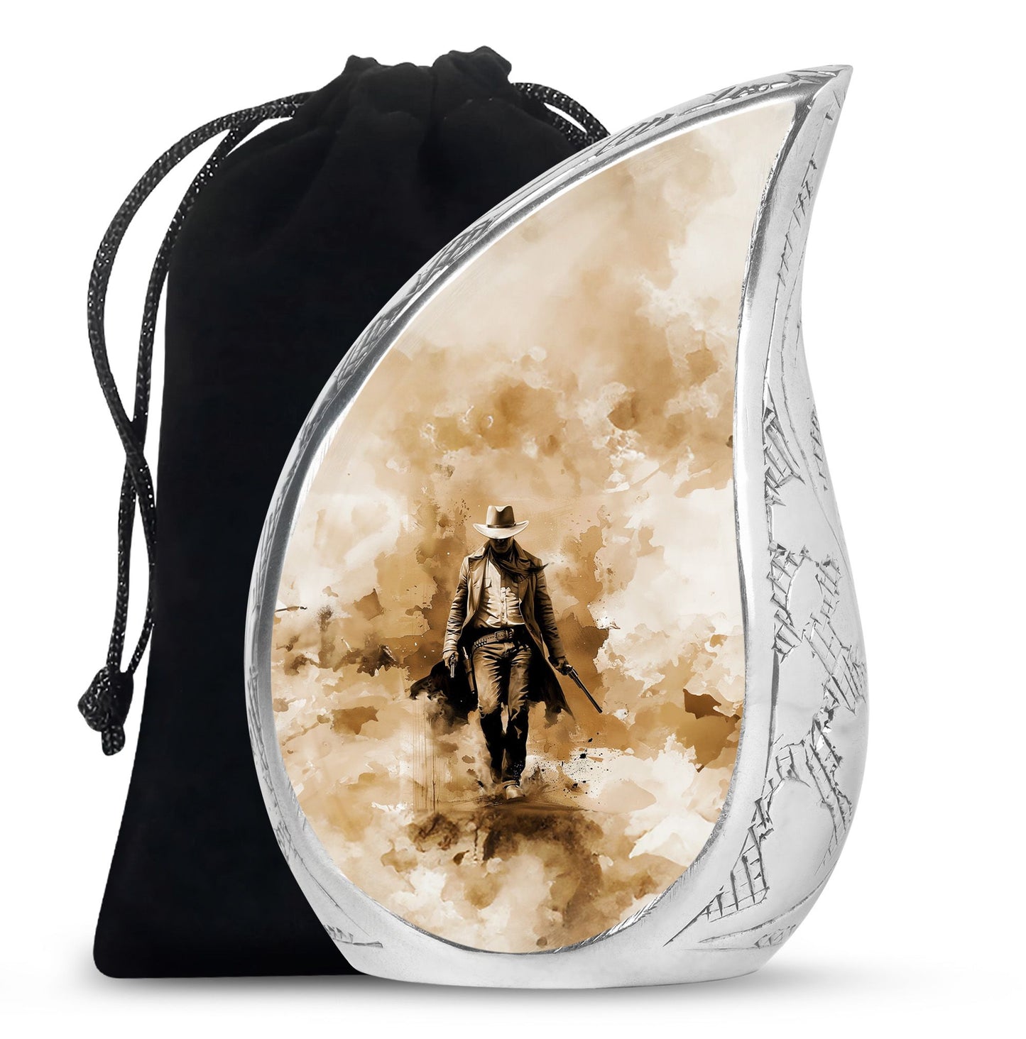 Cowboy Theme Large Urn 10 Inch