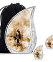 Cowboy Theme Large Urn With 2 Keepsake Urn