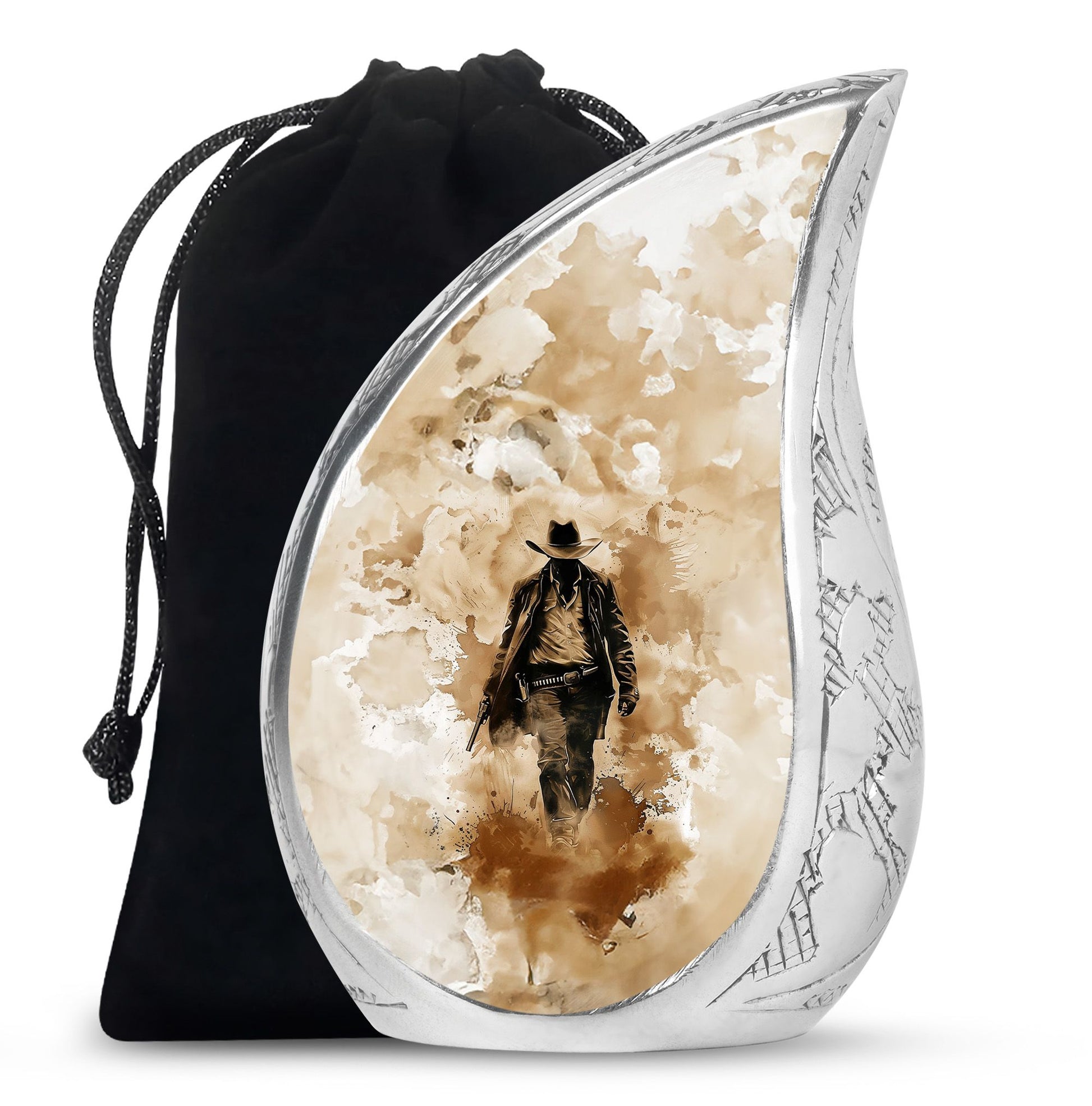 Cowboy Theme Large Urn 10 Inch