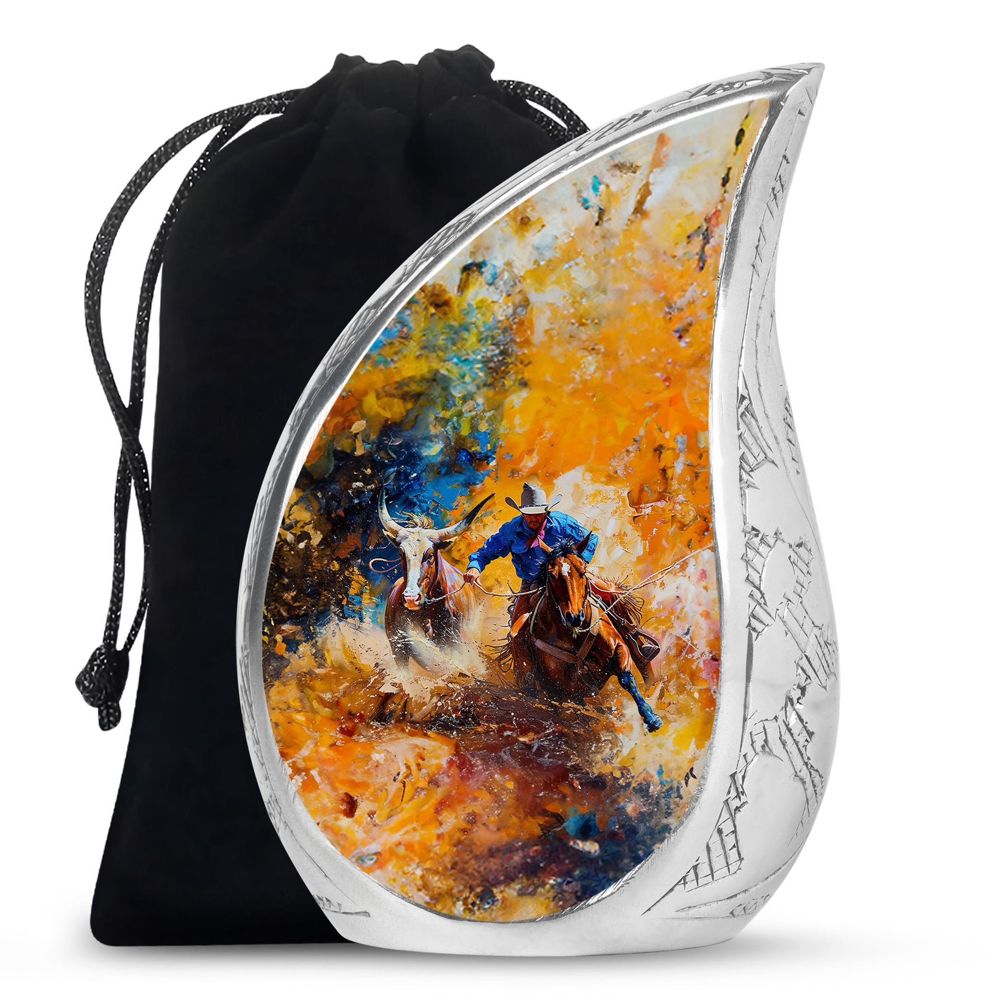 Cowboy Theme Large Urn 10 Inch