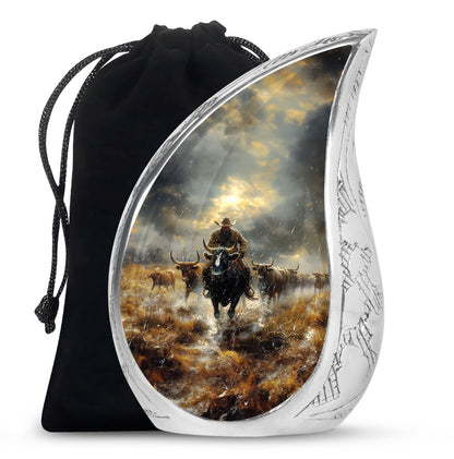 Cowboy Theme Large Urn 10 Inch