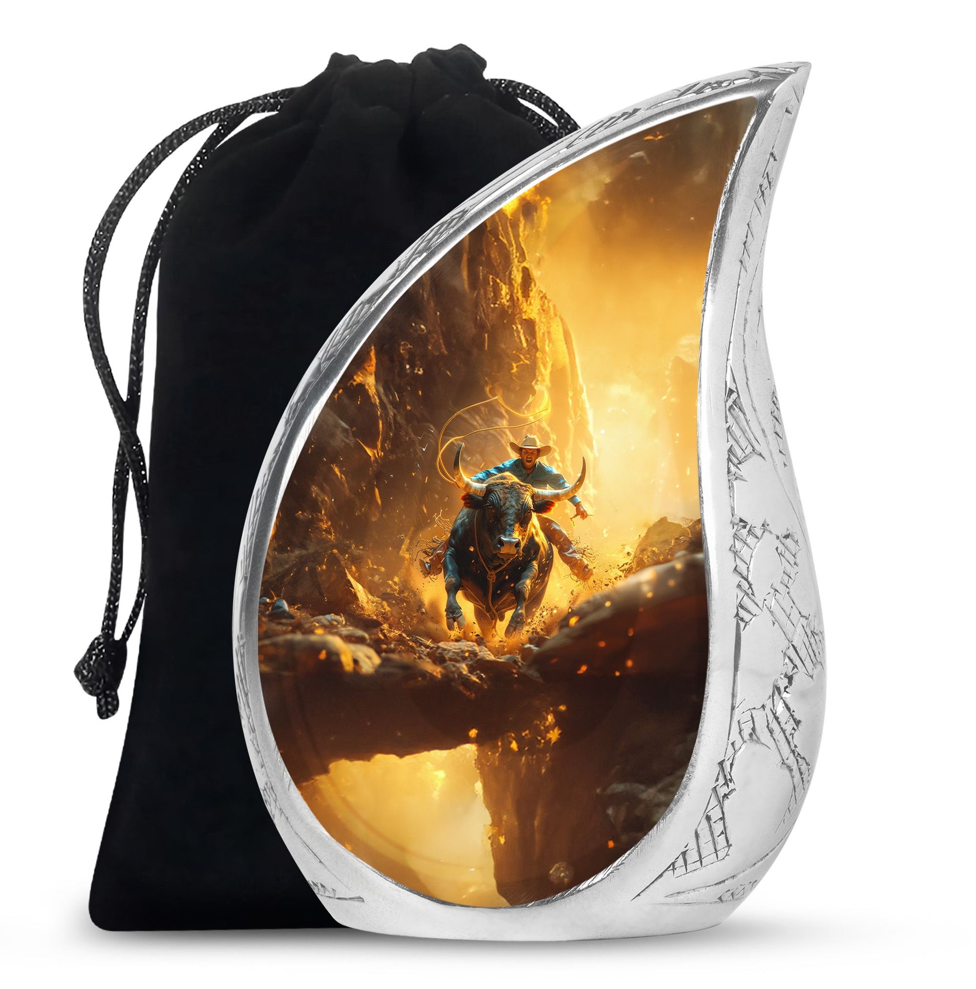 Cowboy Theme Large Urn 10 Inch