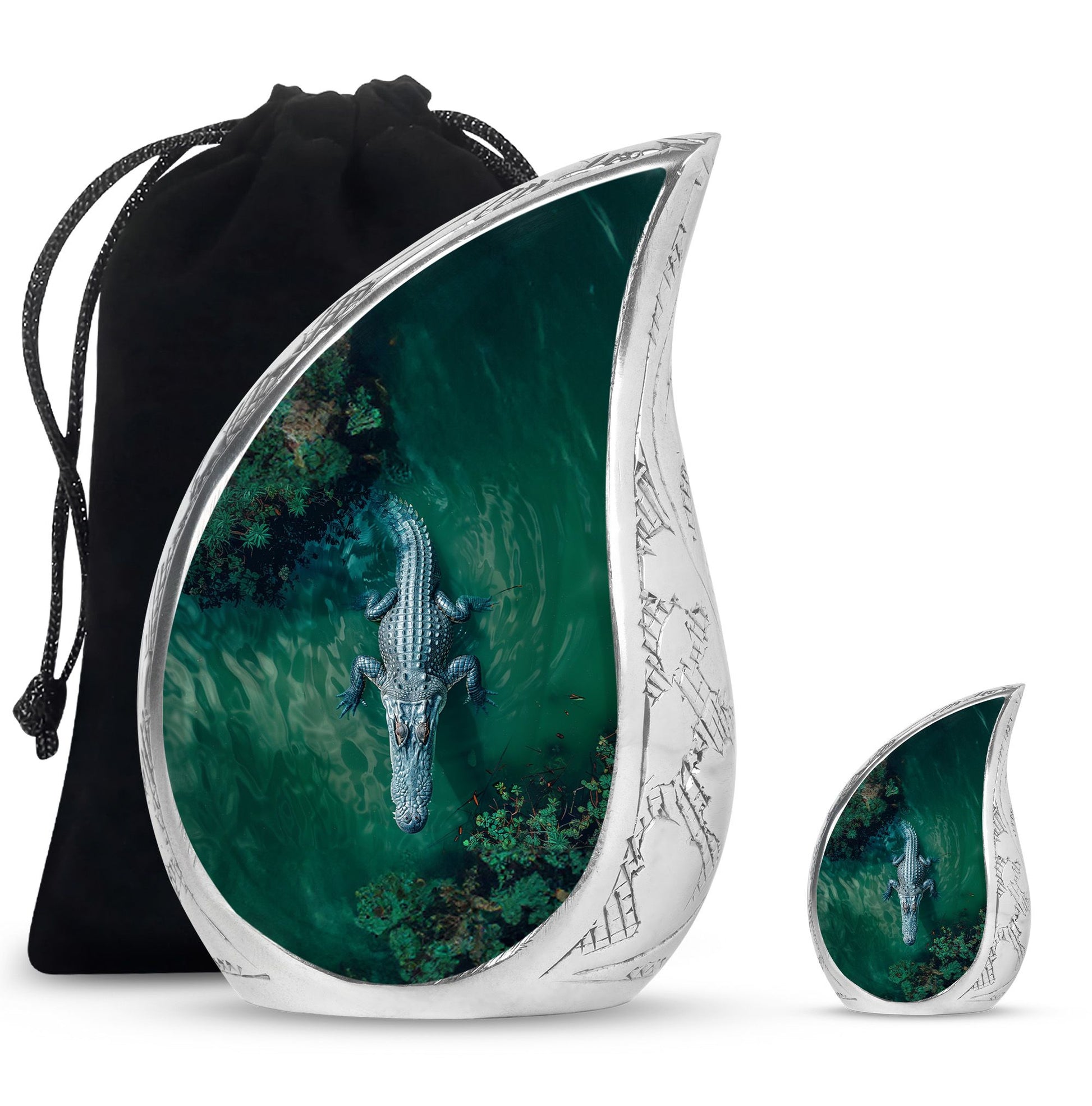 Alligator Theme Large Urn With 1 Keepsake Urn