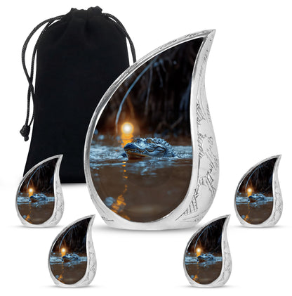 Alligator Theme Large Urn With 4 Keepsake Urn