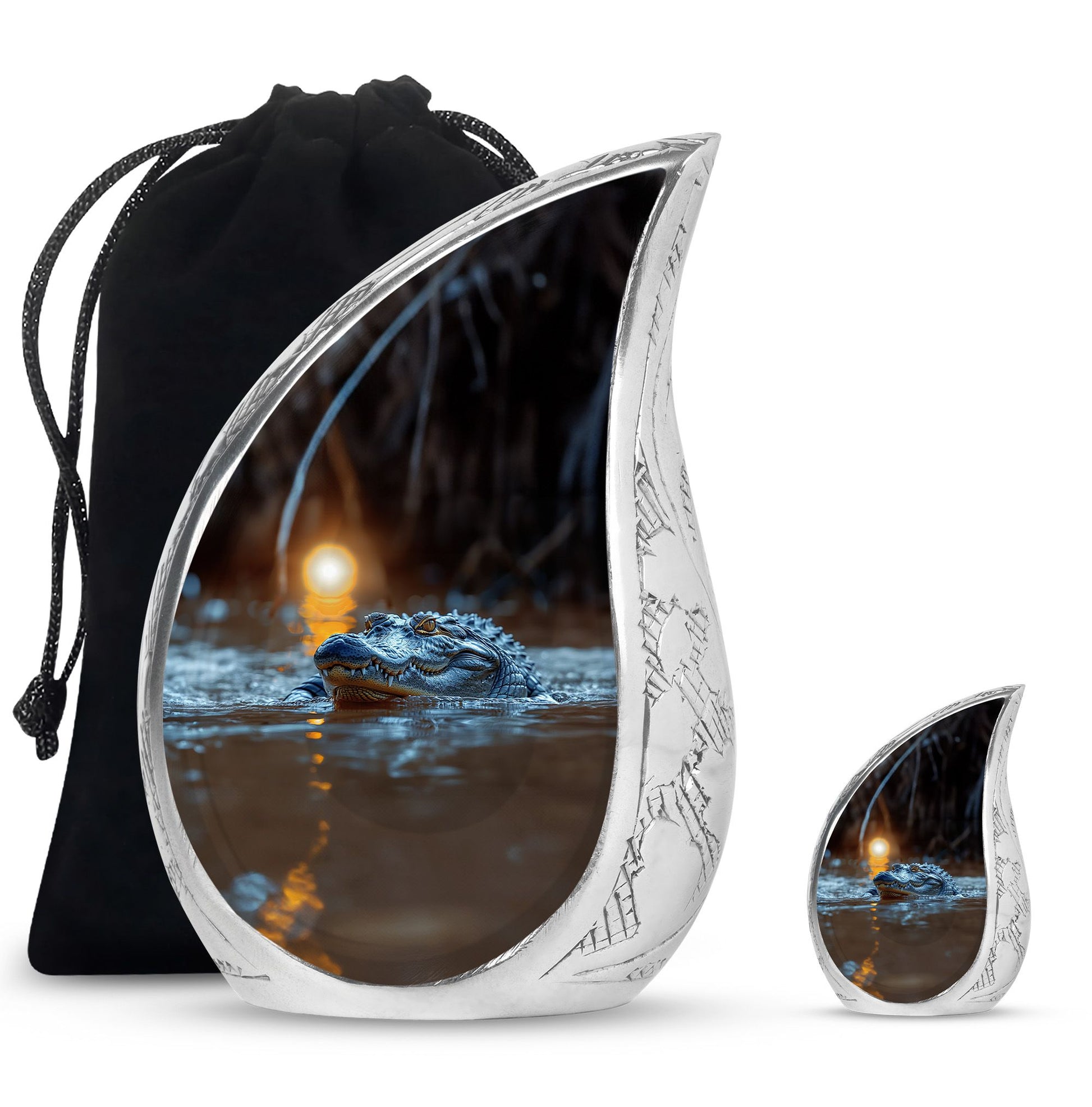 Alligator Theme Large Urn With 1 Keepsake Urn