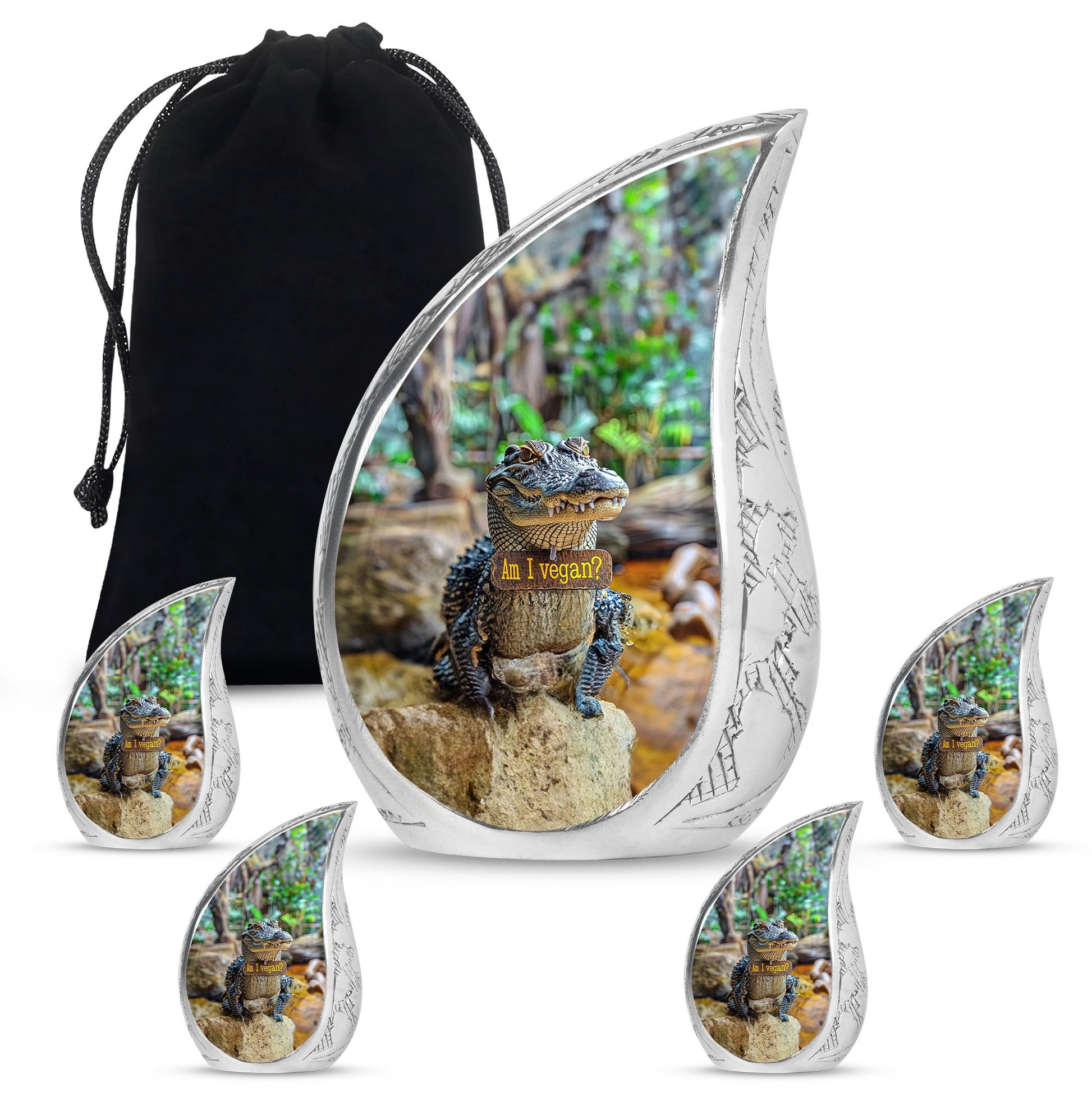 Alligator Theme Large Urn With 4 Keepsake Urn