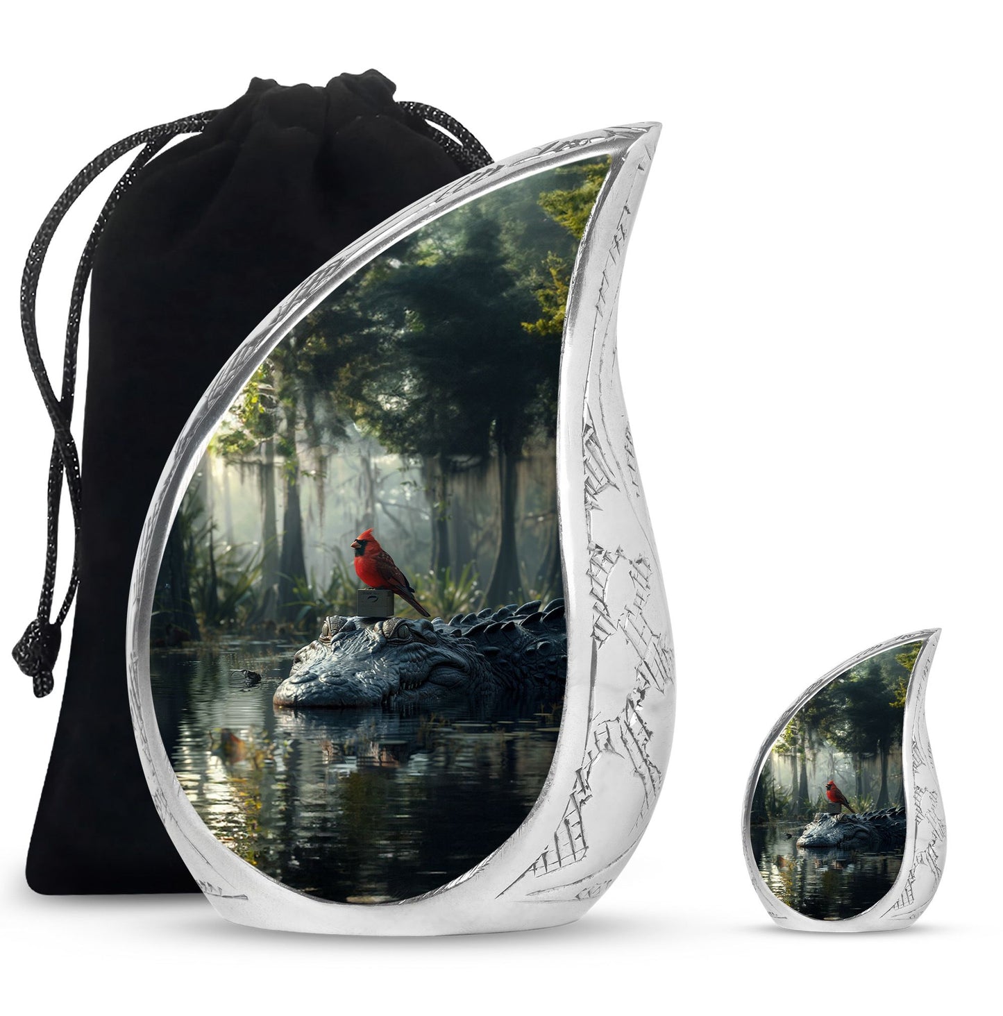 Cardinal Bird Theme Large Urn With 1 Keepsake Urn