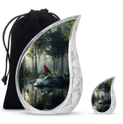 Cardinal Bird Theme Large Urn With 1 Keepsake Urn