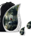 Cardinal Bird Theme Large Urn With 2 Keepsake Urn