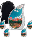 Tulip Theme Large Urn With 4 Keepsake Urn