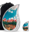 Tulip Theme Large Urn With 1 Keepsake Urn