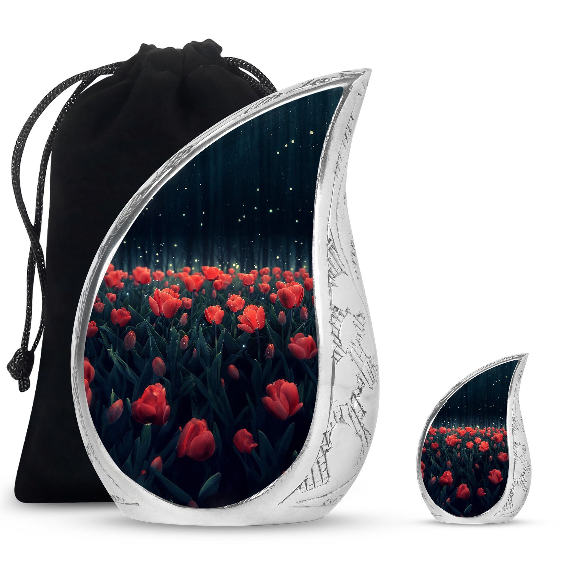 Tulip Theme Large Urn With 1 Keepsake Urn