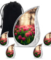 Tulip Theme Large Urn With 4 Keepsake Urn