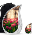 Tulip Theme Large Urn With 1 Keepsake Urn