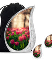 Tulip Theme Large Urn With 2 Keepsake Urn