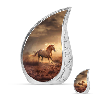 Horse Theme Large Urn With 1 Keepsake Urn