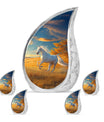 Horse Theme Large Urn With 4 Keepsake Urn