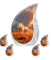 Horse Theme Large Urn With 4 Keepsake Urn