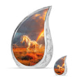 Horse Theme Large Urn With 1 Keepsake Urn