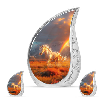 Horse Theme Large Urn With 2 Keepsake Urn