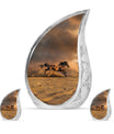 Horse Theme Large Urn With 2 Keepsake Urn