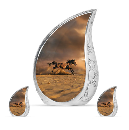Horse Theme Large Urn With 2 Keepsake Urn