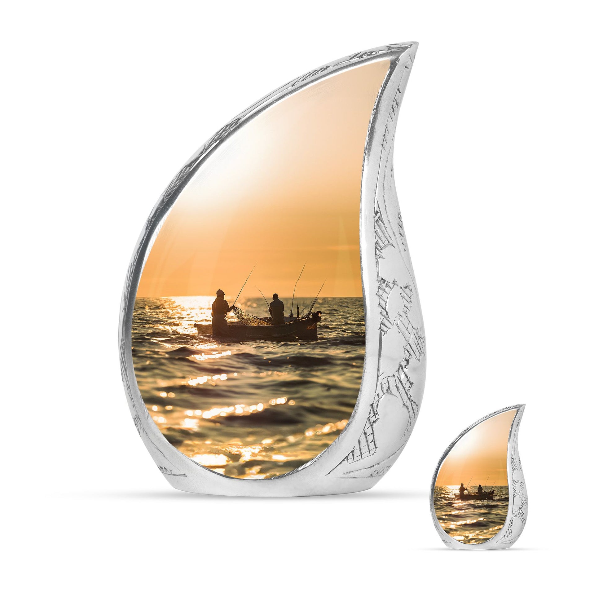 Fishing Theme Large Urn With 1 Keepsake Urn