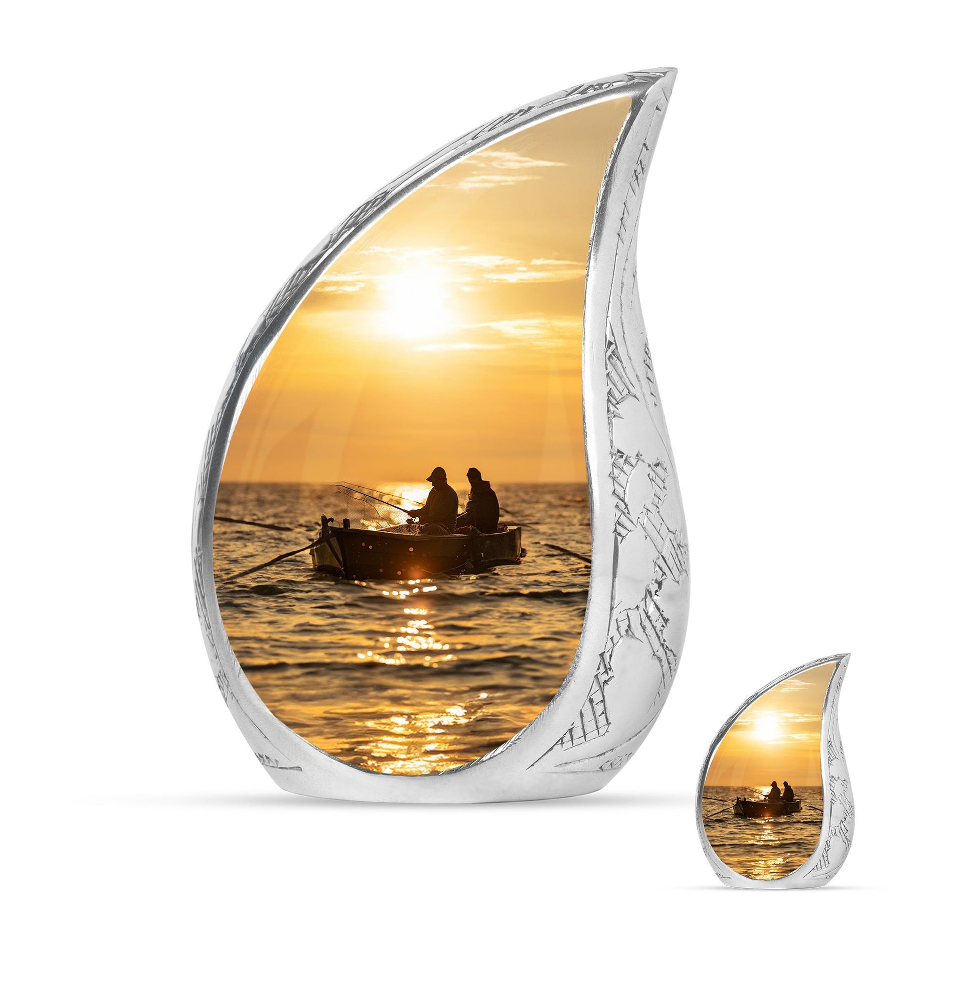 Fishing Theme Large Urn With 1 Keepsake Urn