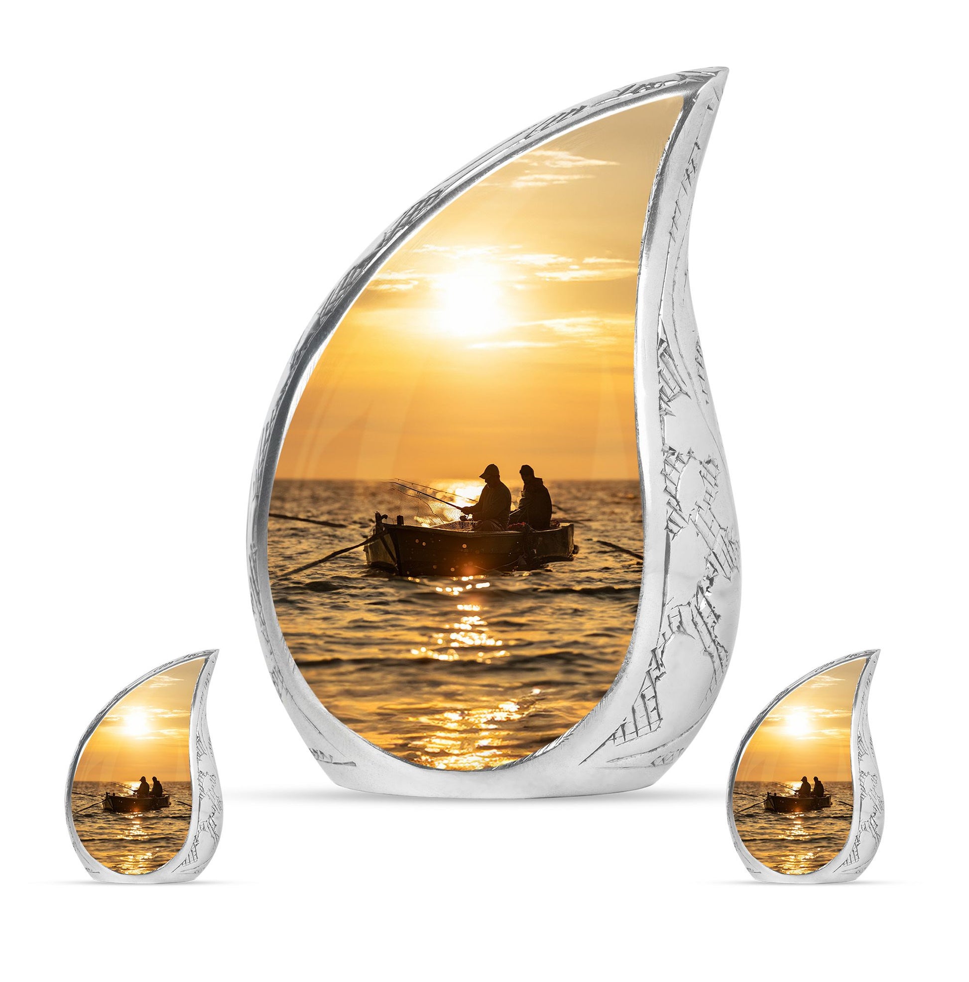 Fishing Theme Large Urn With 2 Keepsake Urn