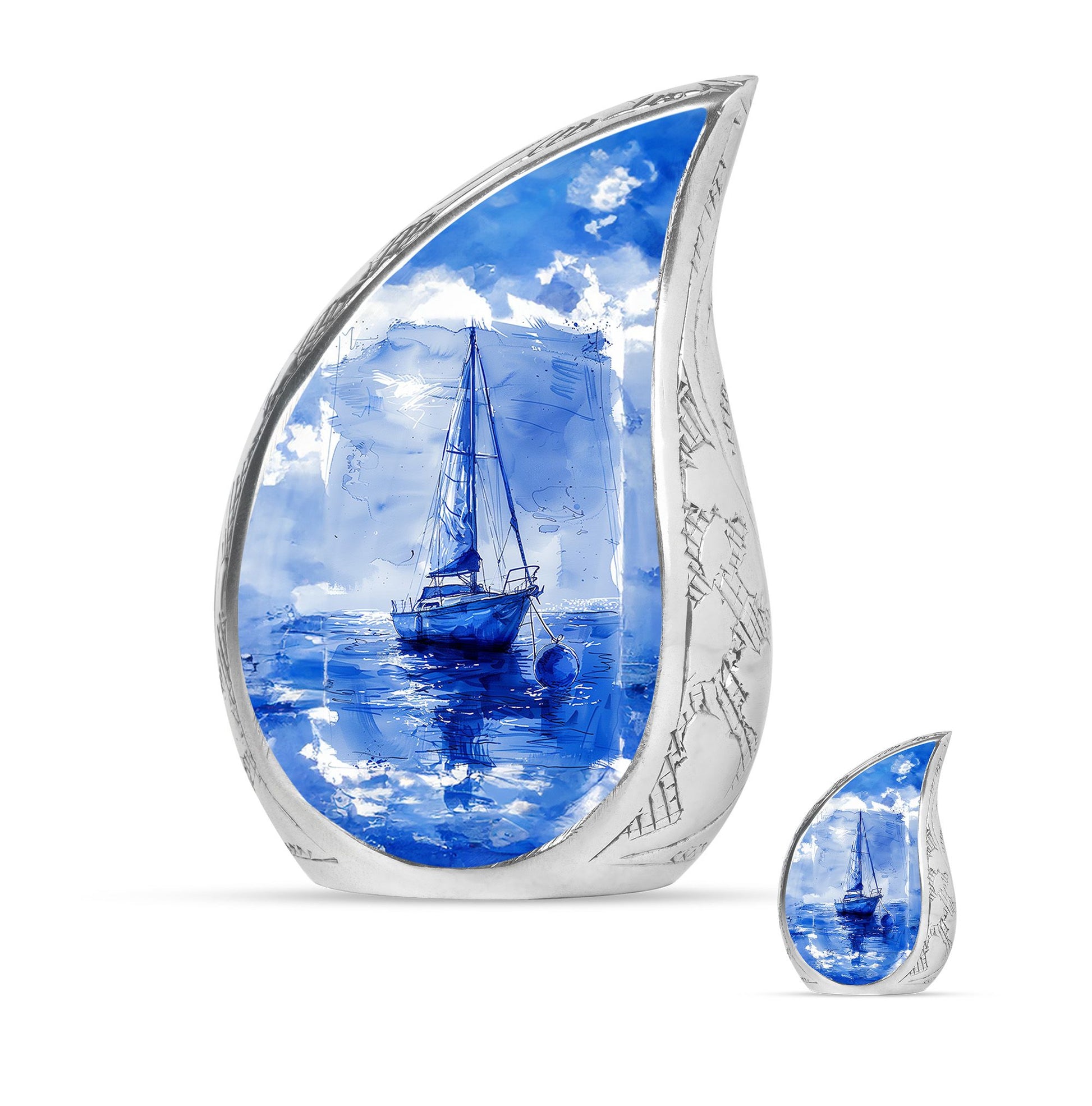 Fishing Theme Large Urn With 1 Keepsake Urn