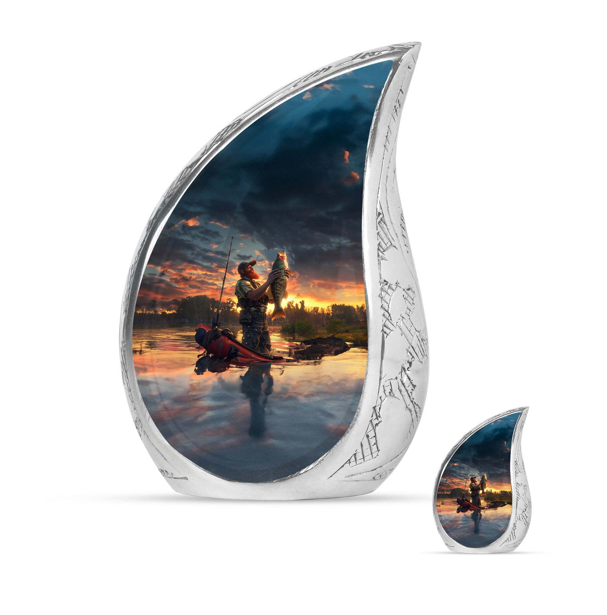 Fishing Theme Large Urn With 1 Keepsake Urn