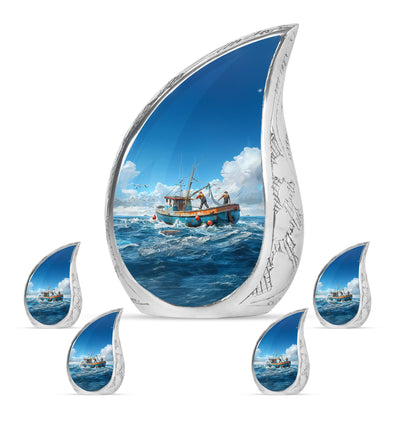 Fishing Theme Large Urn With 4 Keepsake Urn