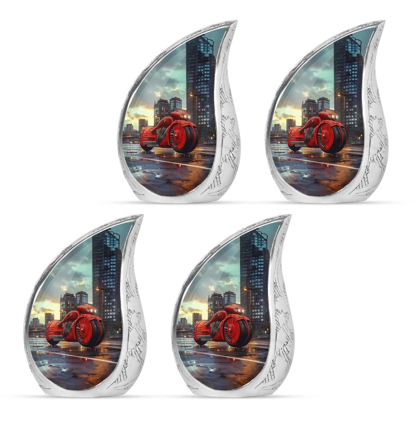 Motorcycle Theme 3 Inch Keepsake Pack of 4