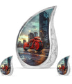 Motorcycle Theme Large Urn With 2 Keepsake Urn