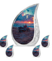 Motorcycle Theme Large Urn With 4 Keepsake Urn