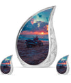 Motorcycle Theme Large Urn With 2 Keepsake Urn