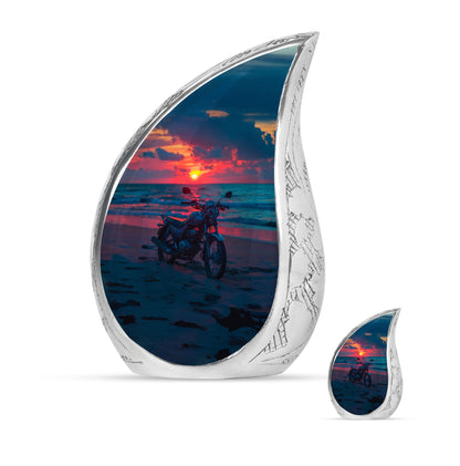 Motorcycle Theme Large Urn With 1 Keepsake Urn