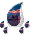 Motorcycle Theme Large Urn With 4 Keepsake Urn