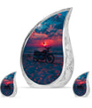 Motorcycle Theme Large Urn With 2 Keepsake Urn