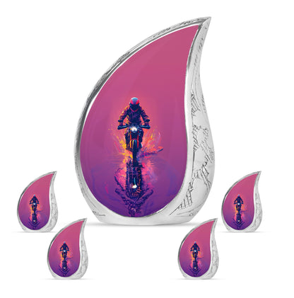 Motorcycle Theme Large Urn With 4 Keepsake Urn