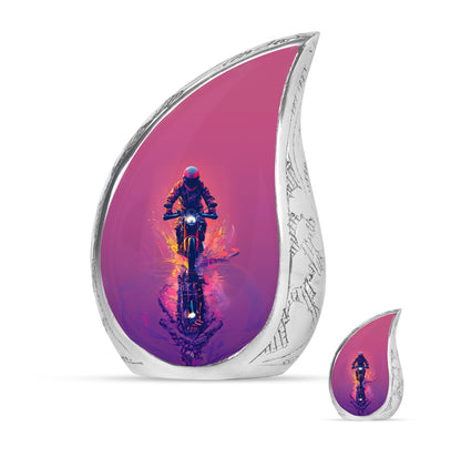 Motorcycle Theme Large Urn With 1 Keepsake Urn