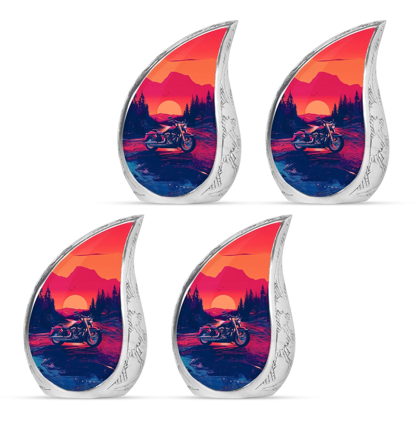 Motorcycle Theme 3 Inch Keepsake Pack of 4