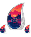 Motorcycle Theme Large Urn With 2 Keepsake Urn