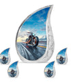 Motorcycle Theme Large Urn With 4 Keepsake Urn