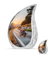 Motorcycle Theme Large Urn With 1 Keepsake Urn